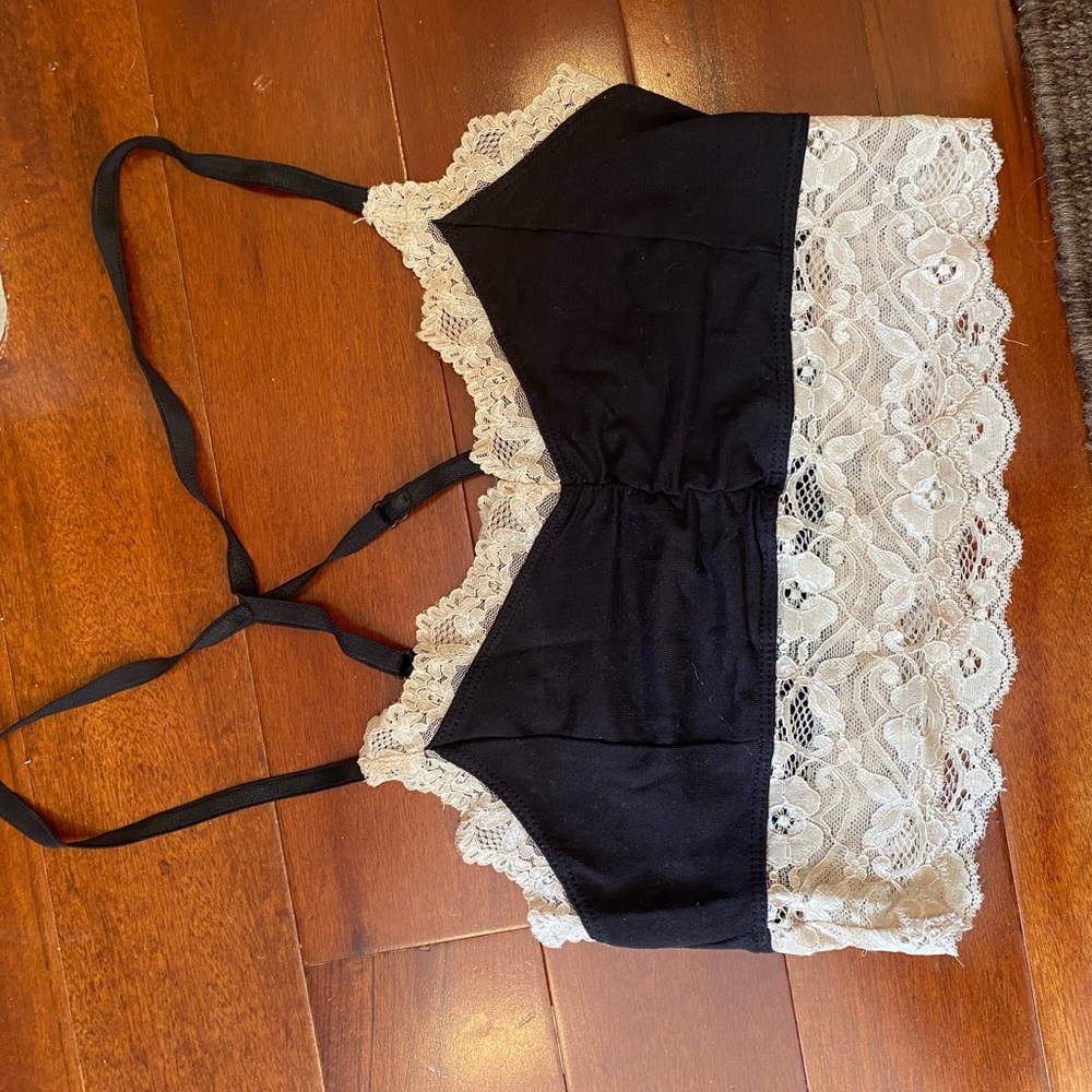 Black and white lace small bralette